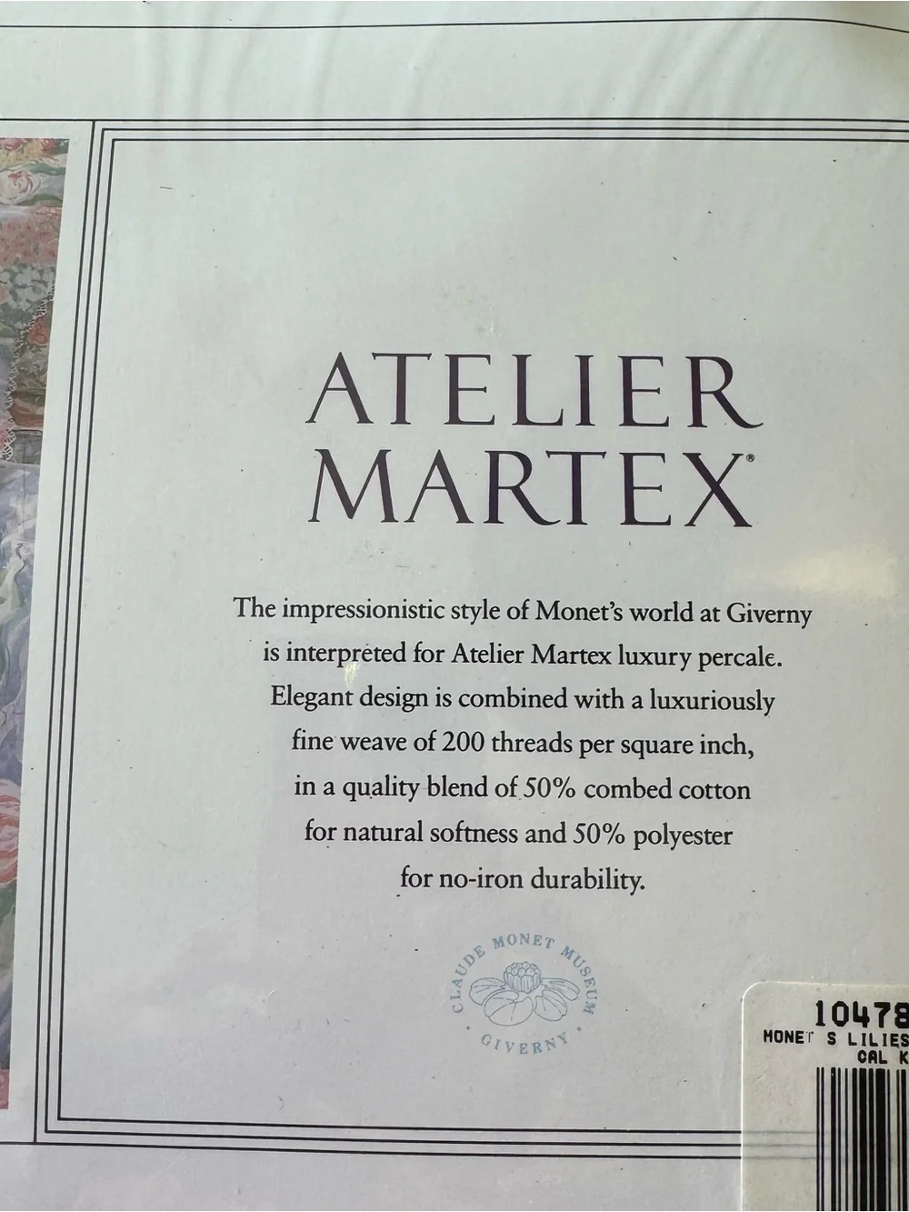 80s ATELIER MARTEX Claude Monet Lilies King Set Flat Fitted Sheets Pillow Cases
